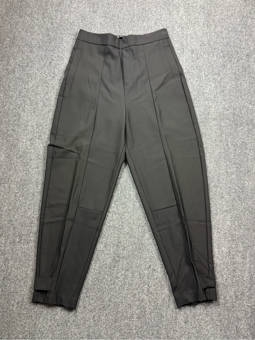 Zara Womens Jogger Pants Black Medium Elastic Waist Tapered Ankle Strap Pockets